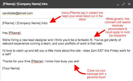 Sử dụng tên ứng viên nhiều lần sẽ khiến "cold email" trở nên cá nhân hơn