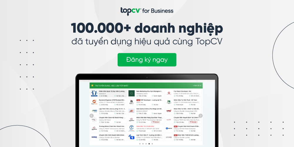 100.000 doanh nghiệp đã tuyển dụng hiệu quả cùng TopCV