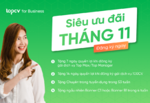 Tăng tốc tuyển dụng, bứt phá thành công với SIÊU ƯU ĐÃI THÁNG 11 từ TopCV Siêu ưu đãi tháng 11 từ TopCV